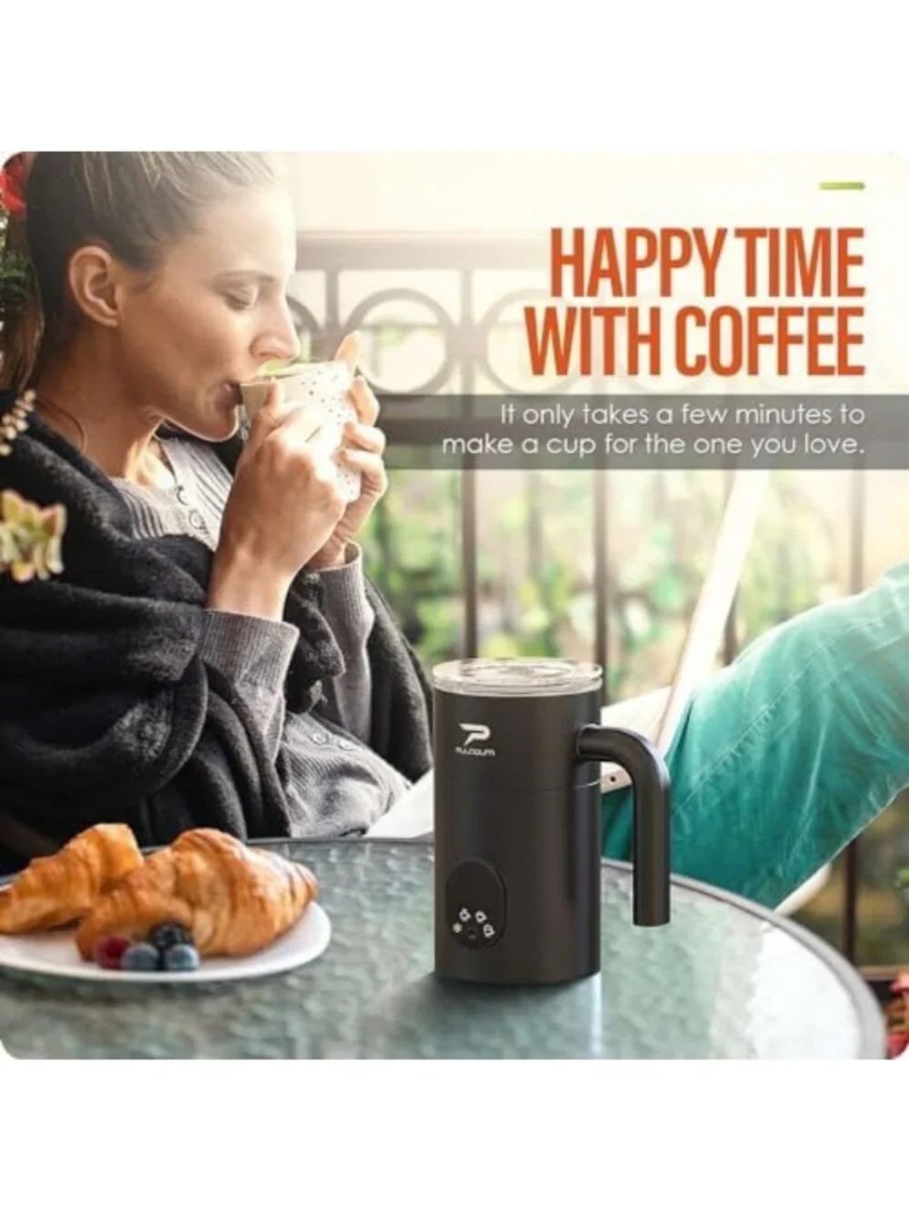 4-in-1 Milk Frother & Steamer - Automatic Foam Maker for Coffee, Latte
